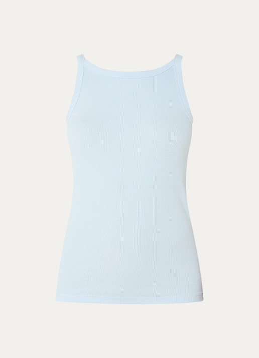 OPUS Izli tanktop met ribstructuur  - voorkant 2 lichtblauw