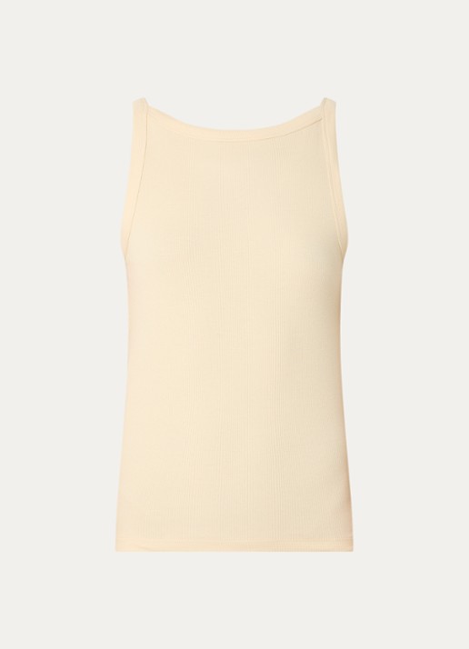 OPUS Izli tanktop met ribstructuur - voorkant geel