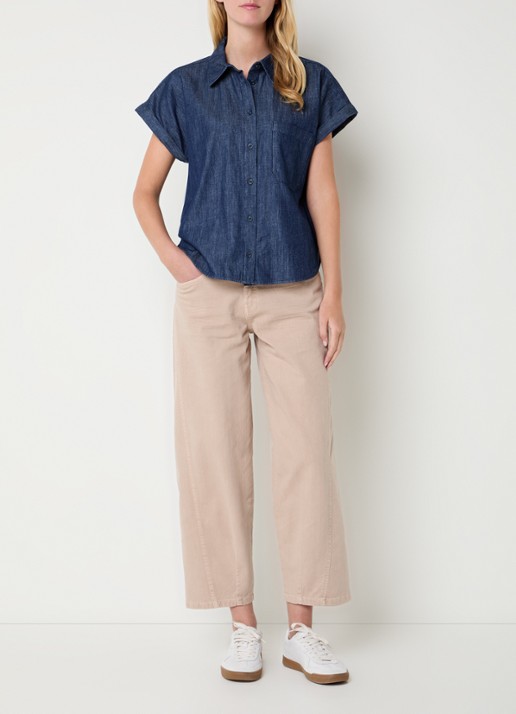 OPUS  Lolah high waist cropped wide leg jeans met gekleurde wassing - voorkant 2 donkerbeige