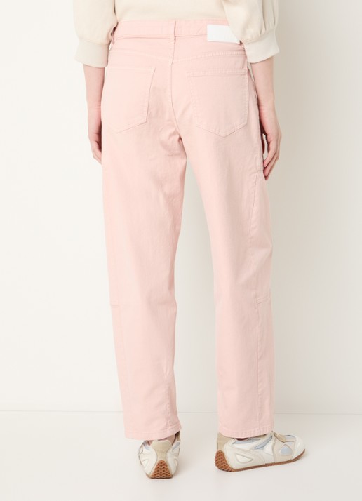 OPUS Lolah mid waist straight fit jeans met gekleurde wassing - achterkant zalmroze