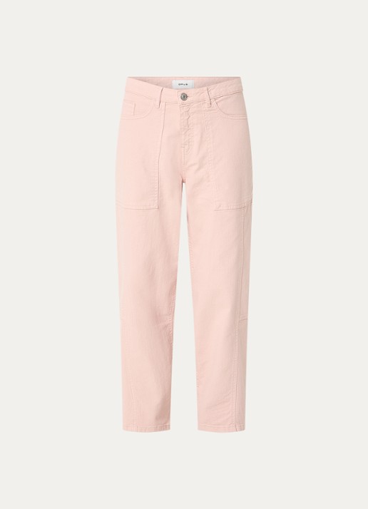 OPUS Lolah mid waist straight fit jeans met gekleurde wassing - voorkant 2 zalmroze