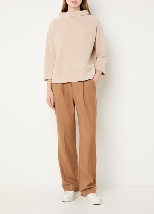 OPUS Macie vibe high waist pantalon - voorkant 3 camel