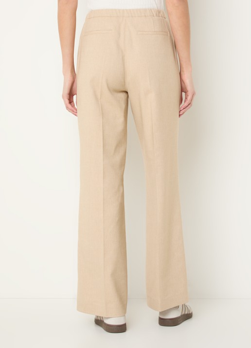 OPUS Maiga French high waist straight fit pantalon in linnenblend met steekzakken - achterkant zand