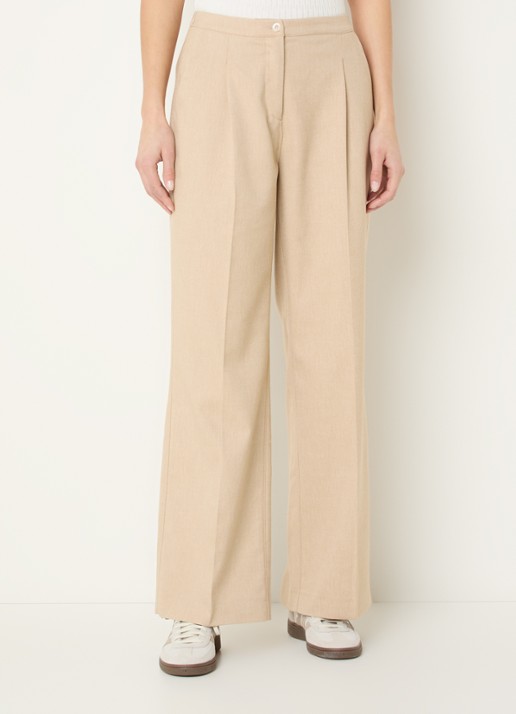 OPUS Maiga French high waist straight fit pantalon in linnenblend met steekzakken