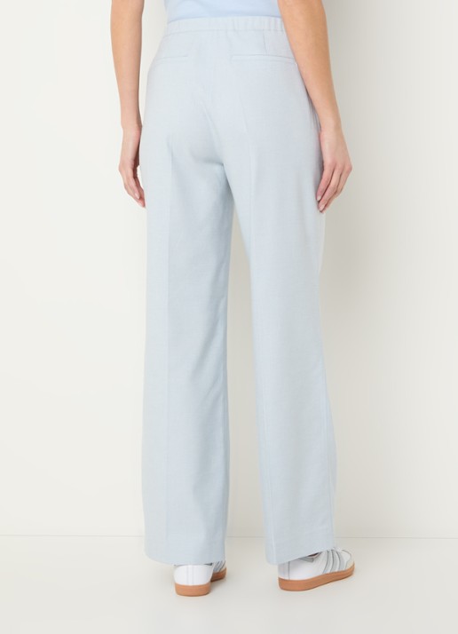 OPUS Maiga French high waist straight fit pantalon in linnenblend met steekzakken - achterkant 4 lichtblauw