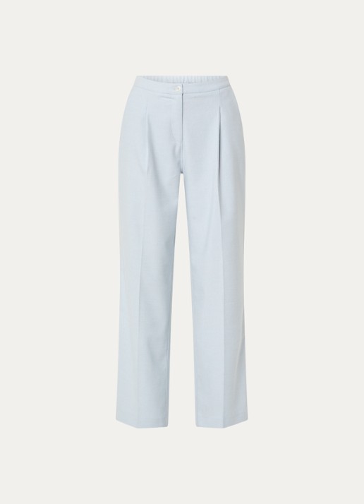 OPUS Maiga French high waist straight fit pantalon in linnenblend met steekzakken - voorkant lichtblauw