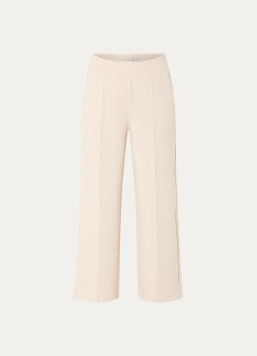 OPUS Maikito high waist cropped loose fit pantalon met steekzakken - voorkant naturel
