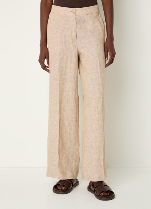 OPUS Maikito high waist flared fit pantalon van linnen