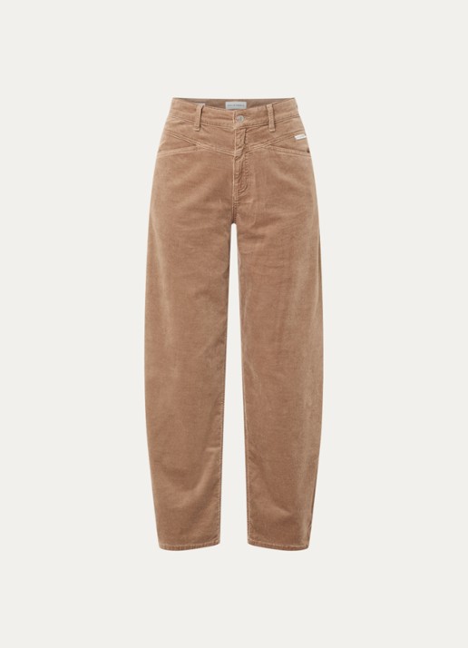 OPUS Mari Cosmo mid waist balloon fit jeans met steekzakken - voorkant lichtbruin