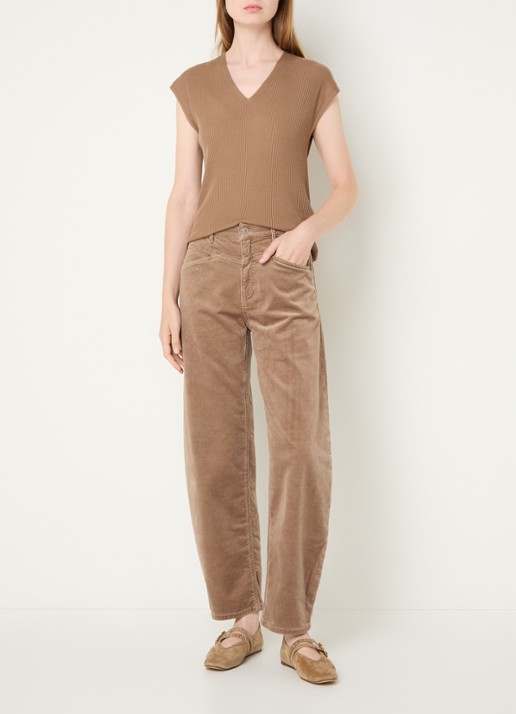 OPUS Mari Cosmo mid waist balloon fit jeans met steekzakken - voorkant 2 lichtbruin