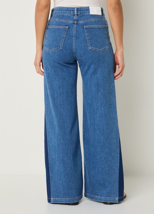 OPUS Mari Meadow high waist wide leg jeans met medium wassing - achterkant 3 indigo