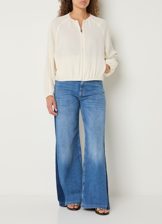 OPUS Mari Meadow high waist wide leg jeans met medium wassing - voorkant 5 indigo