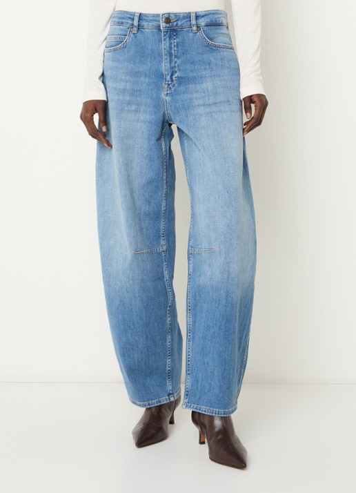 OPUS Mari Vega high waist tapered jeans met lichte wassing