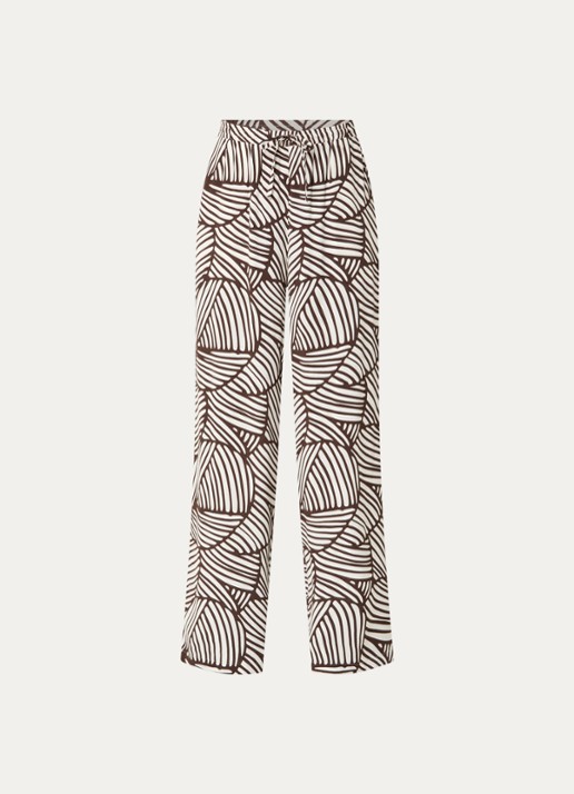 OPUS Marou Botanical high waist straight fit broek met print - voorkant 3 bruin