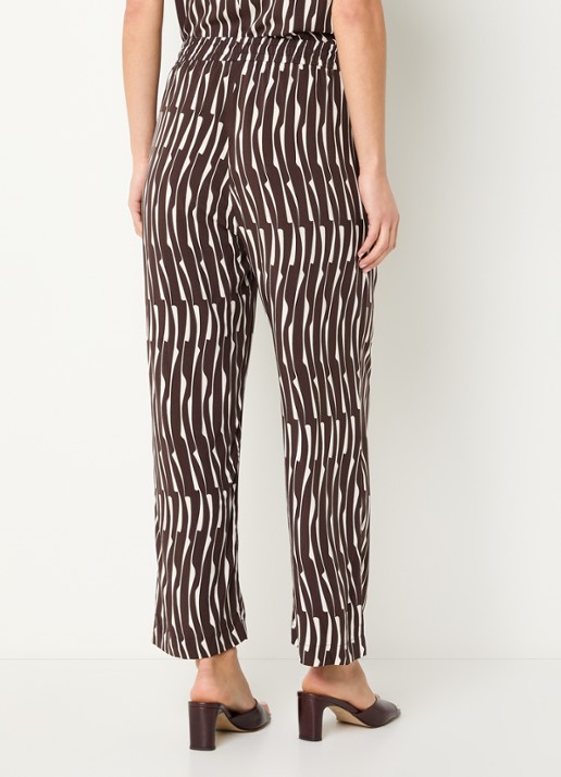 OPUS Marou high waist straight fit cropped broek met print - achterkant donkerbruin
