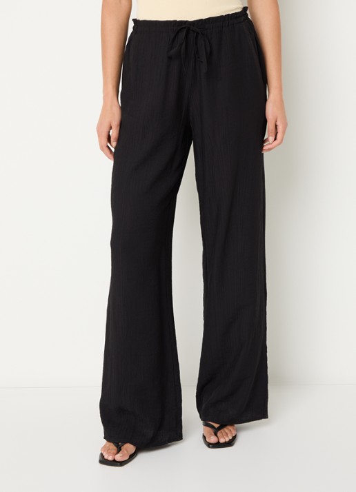 OPUS Marou high waiste wide fit pantalon met structuur