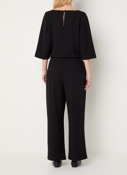 OPUS Mefiza Night loose fit jumpsuit met steekzakken - achterkant 4 zwart