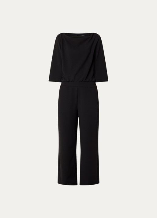 OPUS Mefiza Night loose fit jumpsuit met steekzakken - voorkant zwart