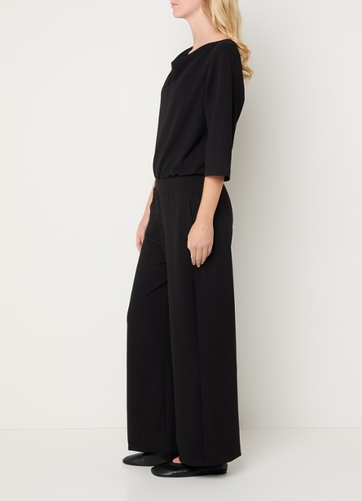 OPUS Mefiza Night loose fit jumpsuit met steekzakken - voorkant 2 zwart