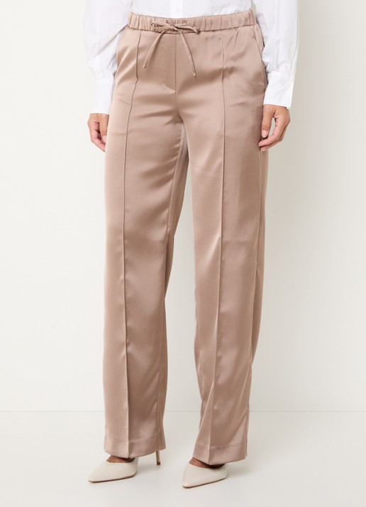 OPUS Melane Cosmic mid waist straight fit pantalon van satijn