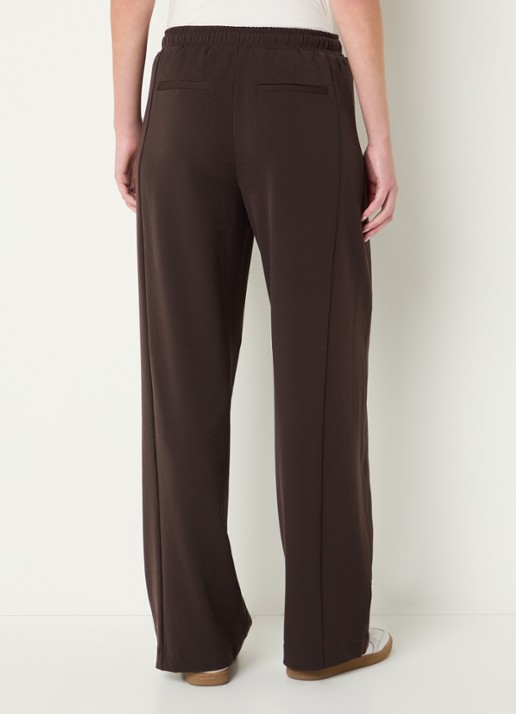 OPUS Melane high waist loose fit broek met steekzakken - achterkant 3 donkerbruin