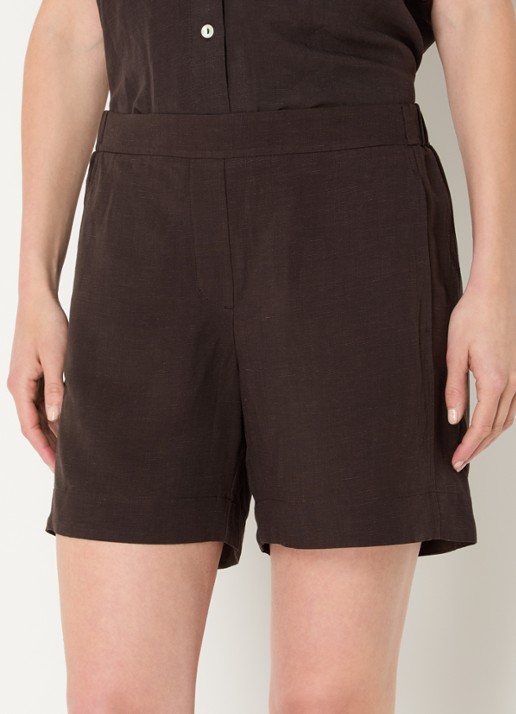 OPUS Melane Oasis high waist loose fit korte broek in linnenblend