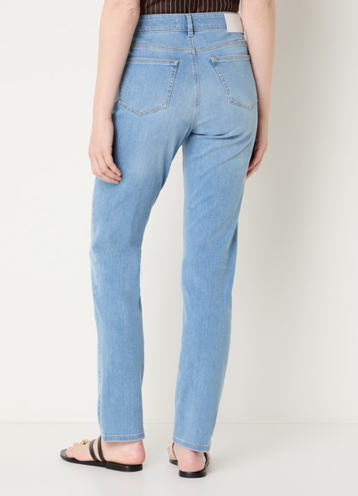 OPUS Melly Base mid waist slim fit jeans met lichte wassing - achterkant indigo