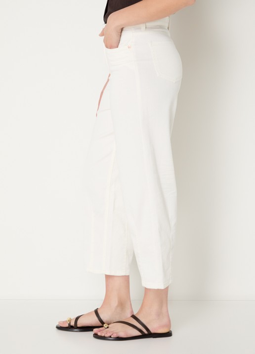 OPUS Melly high waist straight leg cropped jeans met gekleurde wassing - detail 4 gebroken wit
