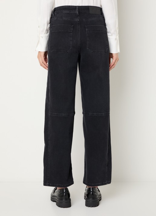 OPUS Melly mid waist tapered jeans met steekzakken - achterkant antraciet