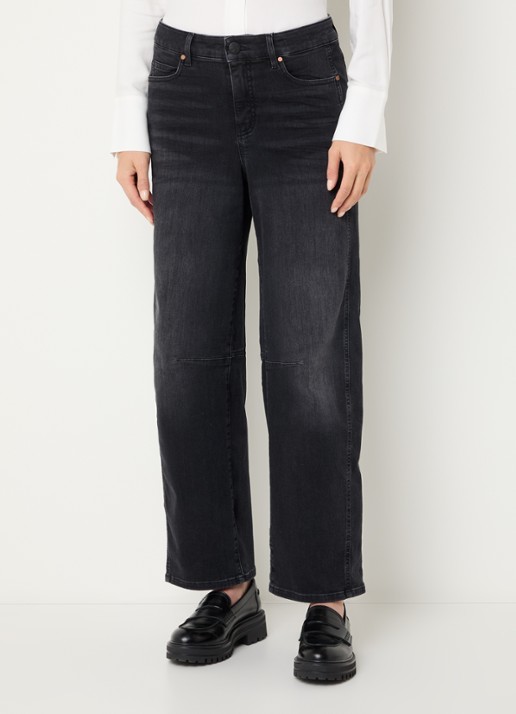 OPUS Melly mid waist tapered jeans met steekzakken - detail 4 antraciet