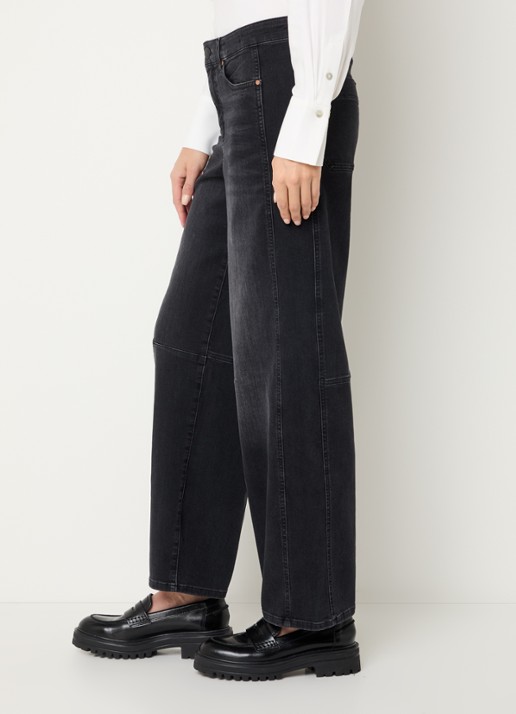 OPUS Melly mid waist tapered jeans met steekzakken - detail 5 antraciet