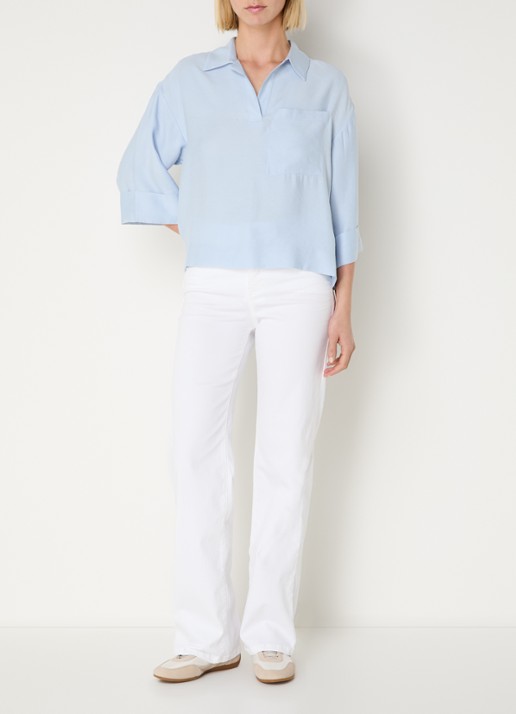 OPUS Melly Modern mid waist slim fit jeans met steekzakken - voorkant 3 wit