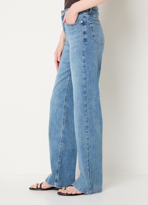 OPUS Melly Modern mid waist straight leg jeans met medium wassing - detail 4 indigo