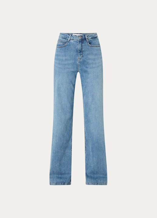 OPUS Melly Modern mid waist straight leg jeans met medium wassing - voorkant indigo