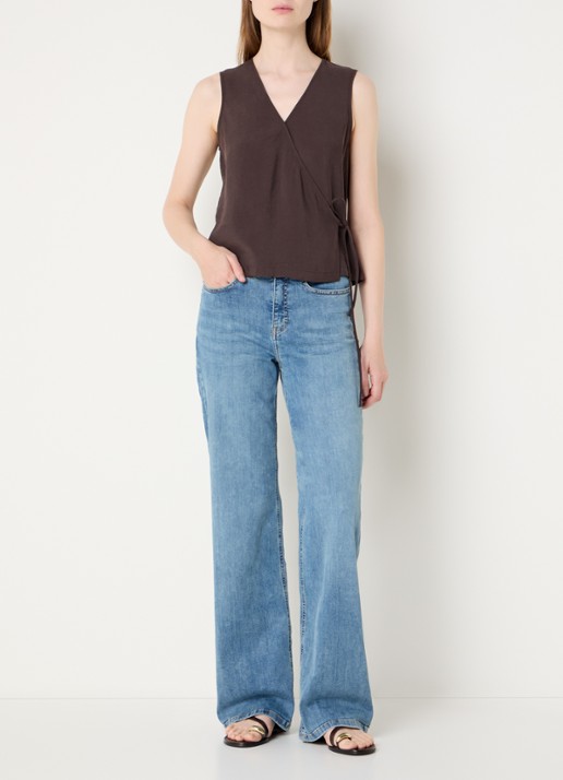 OPUS Melly Modern mid waist straight leg jeans met medium wassing - voorkant 2 indigo