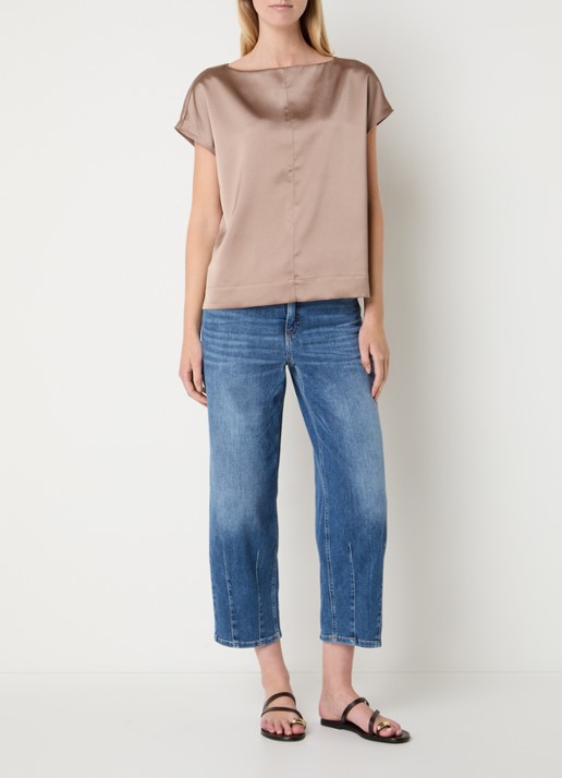 OPUS Melly Twisted low waist cropped tapered jeans met medium wassing - voorkant 2 indigo
