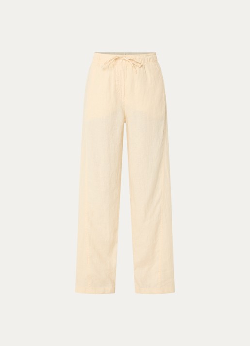 OPUS Mileni high waist wide fit pantalon met steekzakken - voorkant 3 geel