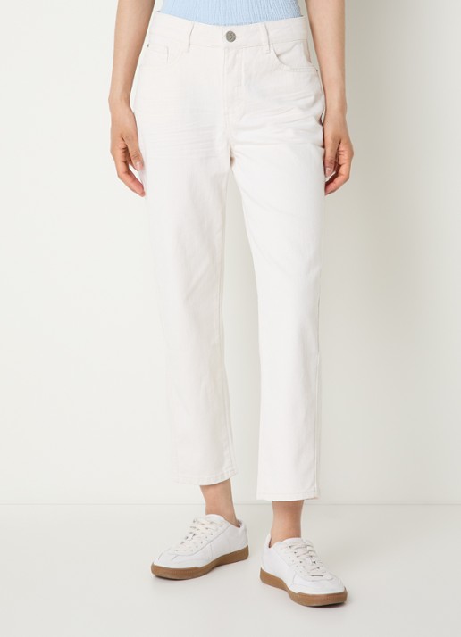 OPUS Minah Honest mid waist straight leg cropped jeans met steekzakken