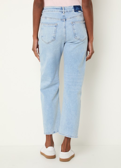 OPUS Minah Honest mid waist straight leg cropped jeans met steekzakken - achterkant 5 indigo