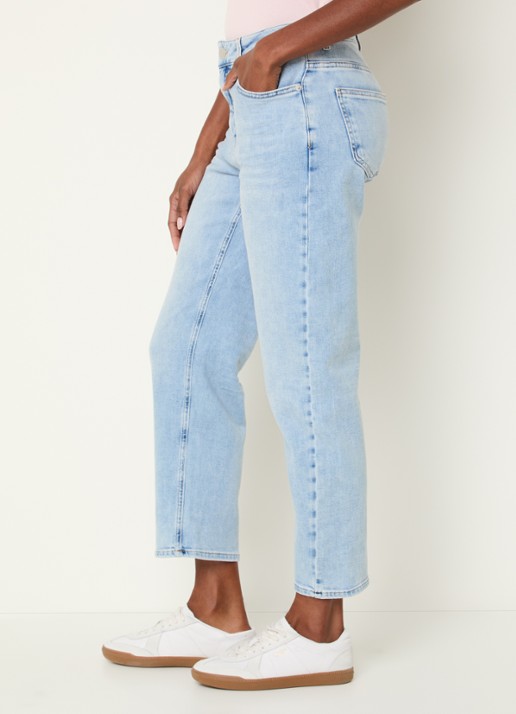 OPUS Minah Honest mid waist straight leg cropped jeans met steekzakken - detail 4 indigo