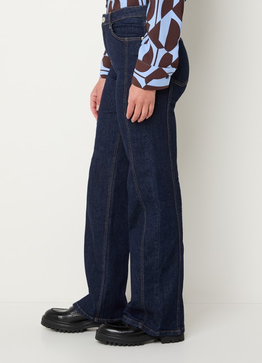 OPUS Miva high waist straight fit jeans met donkere wassing - detail 3 indigo