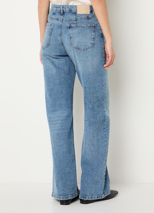 OPUS Miva high waist wide leg jeans met medium wassing - achterkant 3 indigo