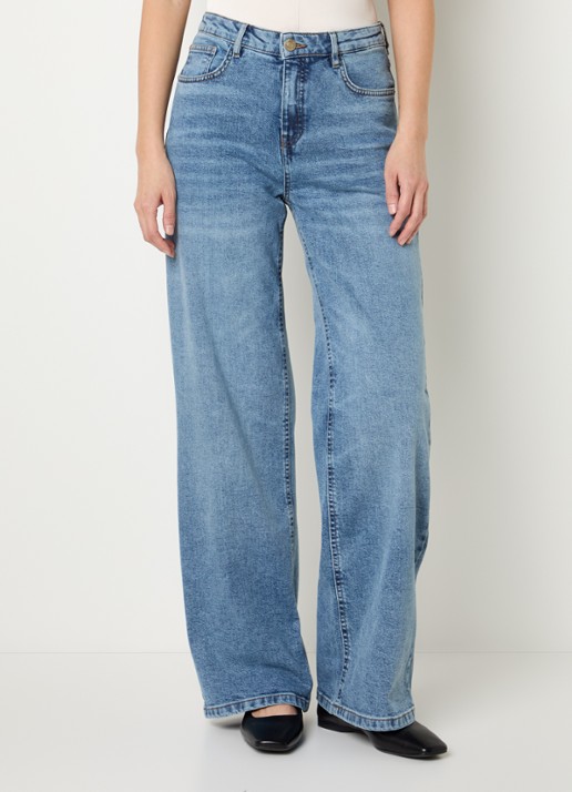 OPUS Miva high waist wide leg jeans met medium wassing