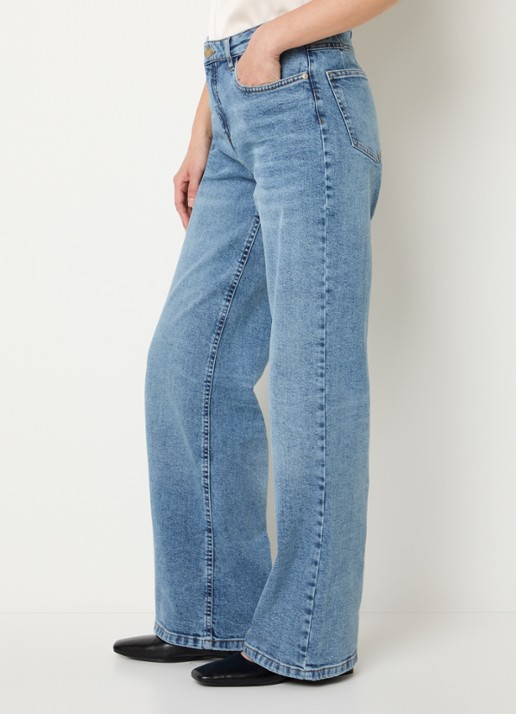OPUS Miva high waist wide leg jeans met medium wassing - detail 5 indigo