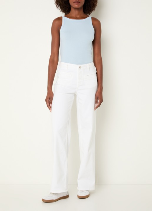 OPUS Miva Urban mid waist straight leg jeans met gekleurde wassing - voorkant 3 wit