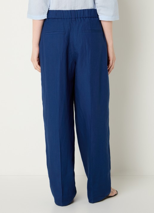 OPUS Moira high waist wide fit pantalon met steekzakken - achterkant blauw