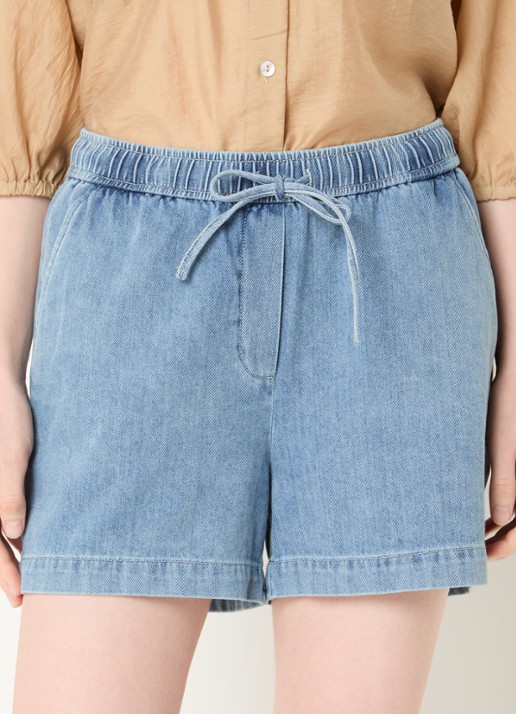 OPUS Musia high waist straight fit korte broek van chambray