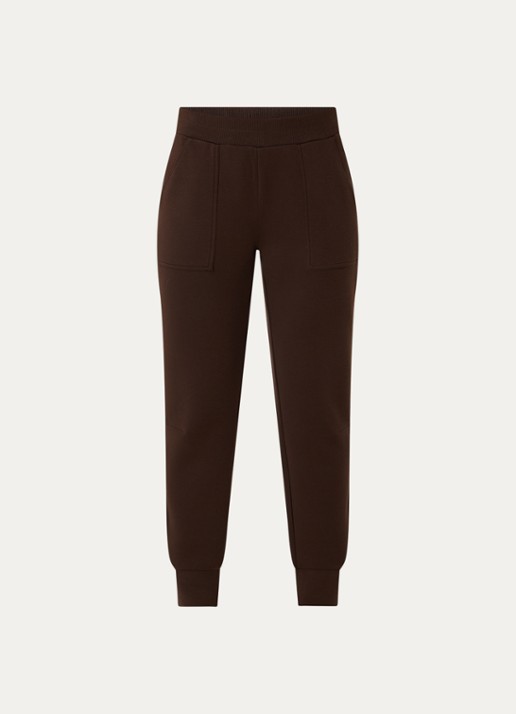 OPUS Myha Club high waist tapered fit joggingbroek - voorkant 2 donkerbruin
