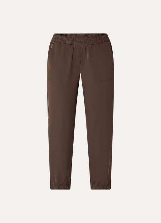 OPUS Myha high waist tapered fit joggingbroek met steekzakken - voorkant bruin