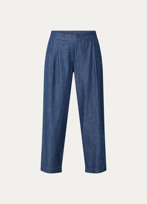 OPUS Myha mid waist chino met steekzakken - voorkant 3 donkerblauw
